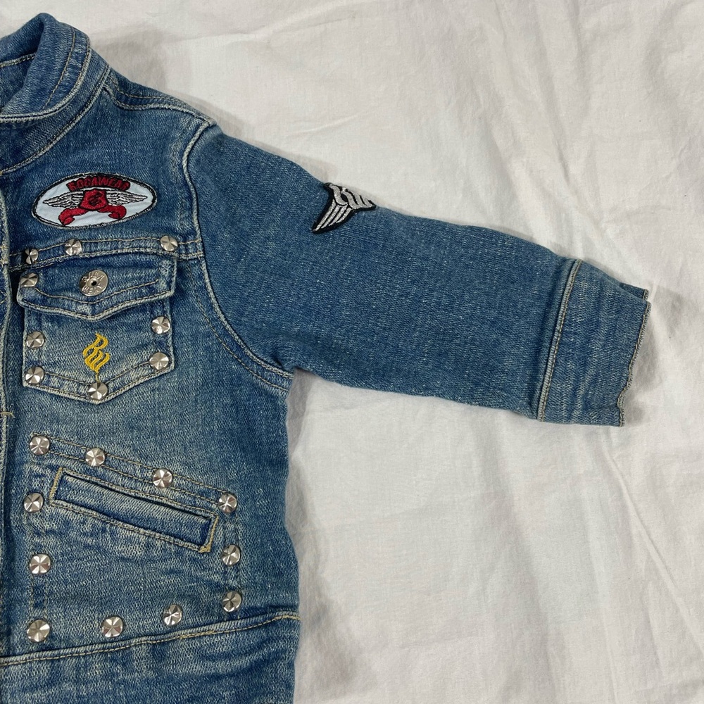Rocawear Girl Toddler Blue Studded Patched Denim Jacket Size 18M - Picture 4 of 9